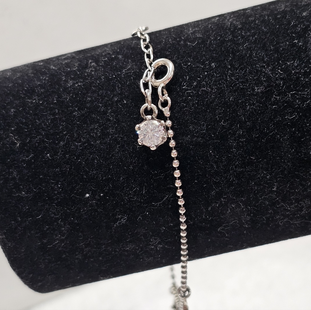 Cross Charm Bracelet with Crystal Charm 925 Silver Bead Adjustable Length - Picture 9 of 15
